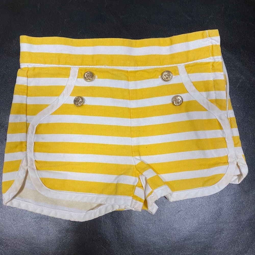 Janie and Jack yellow/white nautical shorts